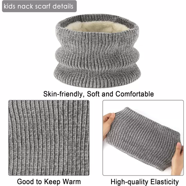 Toddler Boys Girls Winter Warm Knit Beanie Hat Neck Scarf Touchscreen Gloves with Fleece Lined Cap for 310 Year Kid GiftsA Grey