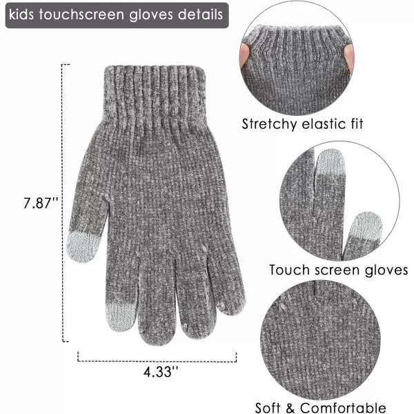 Toddler Boys Girls Winter Warm Knit Beanie Hat Neck Scarf Touchscreen Gloves with Fleece Lined Cap for 310 Year Kid GiftsA Grey