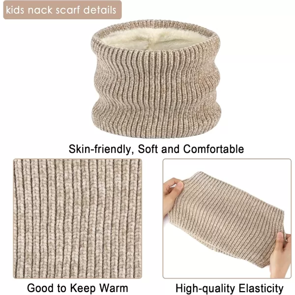 Toddler Boys Girls Winter Warm Knit Beanie Hat Neck Scarf Touchscreen Gloves with Fleece Lined Cap for 310 Year Kid GiftsA Light Khaki