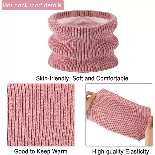 Toddler Boys Girls Winter Warm Knit Beanie Hat Neck Scarf Touchscreen Gloves with Fleece Lined Cap for 310 Year Kid GiftsA Pink