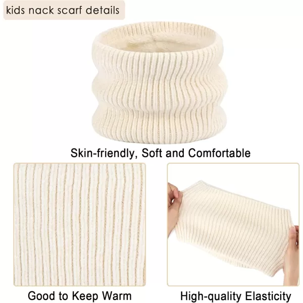 Toddler Boys Girls Winter Warm Knit Beanie Hat Neck Scarf Touchscreen Gloves with Fleece Lined Cap for 310 Year Kid GiftsA White