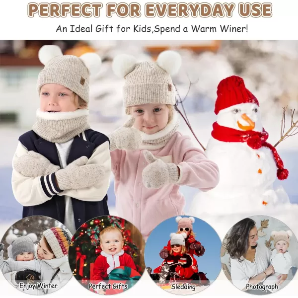 Toddler Kids Winter Hats Gloves Scarfs Beanie Mittens Neck Warmer for 0 6 12 Months 1 2 3 48 Year Old Baby Girls Boys GiftsA Beige