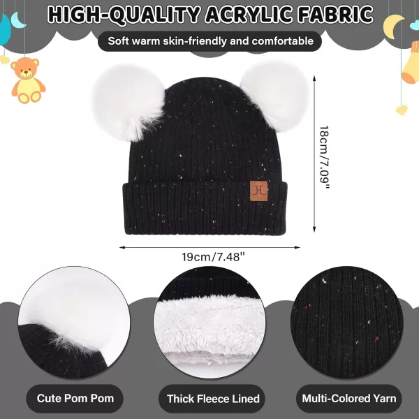 Toddler Kids Winter Hats Gloves Scarfs Beanie Mittens Neck Warmer for 0 6 12 Months 1 2 3 48 Year Old Baby Girls Boys GiftsA Black