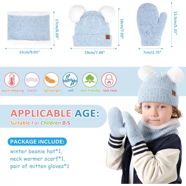 Toddler Kids Winter Hats Gloves Scarfs Beanie Mittens Neck Warmer for 0 6 12 Months 1 2 3 48 Year Old Baby Girls Boys GiftsA Blue