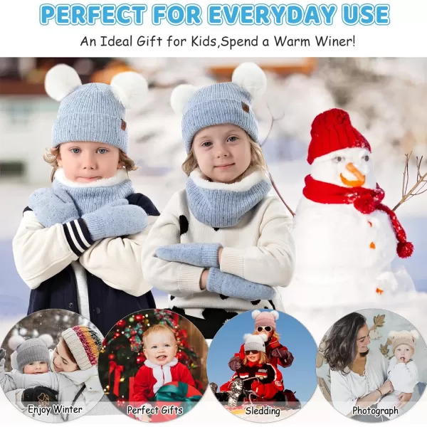 Toddler Kids Winter Hats Gloves Scarfs Beanie Mittens Neck Warmer for 0 6 12 Months 1 2 3 48 Year Old Baby Girls Boys GiftsA Blue