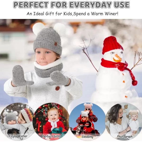 Toddler Kids Winter Hats Gloves Scarfs Beanie Mittens Neck Warmer for 0 6 12 Months 1 2 3 48 Year Old Baby Girls Boys GiftsA Grey