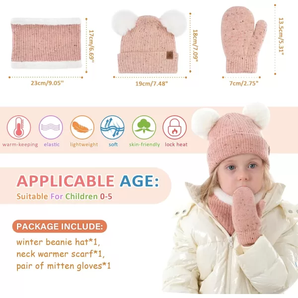Toddler Kids Winter Hats Gloves Scarfs Beanie Mittens Neck Warmer for 0 6 12 Months 1 2 3 48 Year Old Baby Girls Boys GiftsA Pink