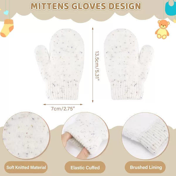Toddler Kids Winter Hats Gloves Scarfs Beanie Mittens Neck Warmer for 0 6 12 Months 1 2 3 48 Year Old Baby Girls Boys GiftsA White