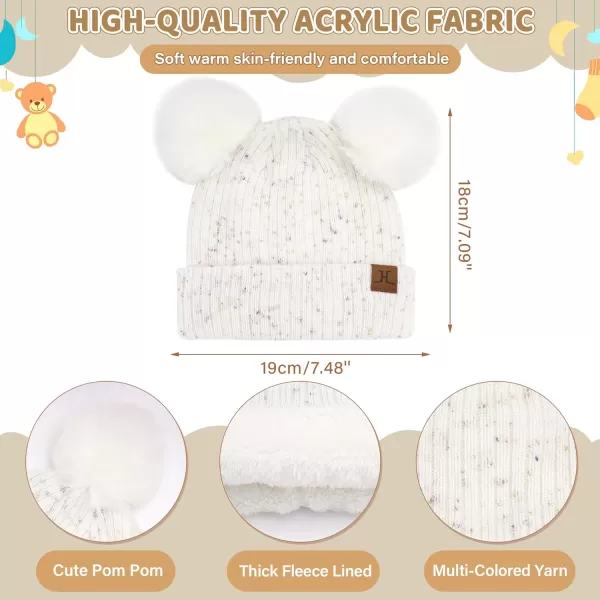 Toddler Kids Winter Hats Gloves Scarfs Beanie Mittens Neck Warmer for 0 6 12 Months 1 2 3 48 Year Old Baby Girls Boys GiftsA White