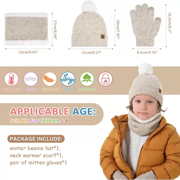 Toddler Kids Winter Hats Gloves Scarfs Beanie Mittens Neck Warmer for 0 6 12 Months 1 2 3 48 Year Old Baby Girls Boys GiftsB Beige