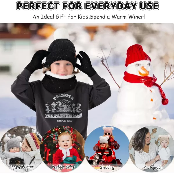 Toddler Kids Winter Hats Gloves Scarfs Beanie Mittens Neck Warmer for 0 6 12 Months 1 2 3 48 Year Old Baby Girls Boys GiftsB Black