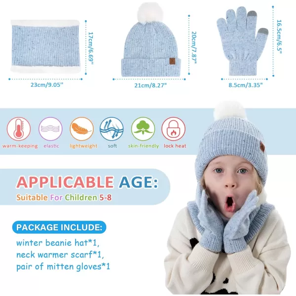 Toddler Kids Winter Hats Gloves Scarfs Beanie Mittens Neck Warmer for 0 6 12 Months 1 2 3 48 Year Old Baby Girls Boys GiftsB Blue