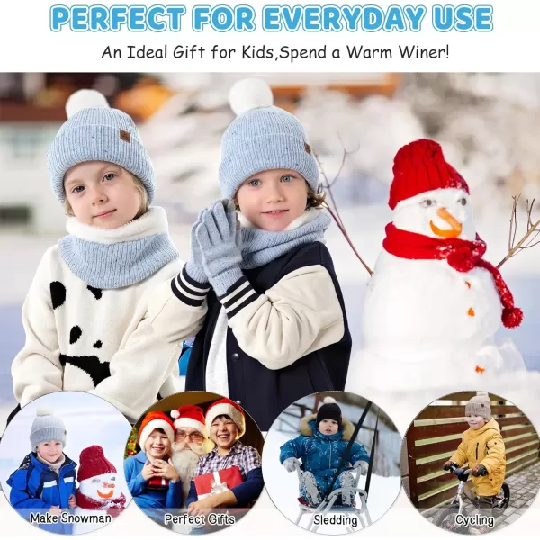 Toddler Kids Winter Hats Gloves Scarfs Beanie Mittens Neck Warmer for 0 6 12 Months 1 2 3 48 Year Old Baby Girls Boys GiftsB Blue