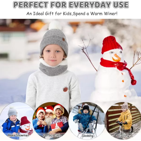 Toddler Kids Winter Hats Gloves Scarfs Beanie Mittens Neck Warmer for 0 6 12 Months 1 2 3 48 Year Old Baby Girls Boys GiftsB Grey