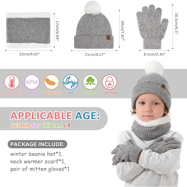 Toddler Kids Winter Hats Gloves Scarfs Beanie Mittens Neck Warmer for 0 6 12 Months 1 2 3 48 Year Old Baby Girls Boys GiftsB Grey