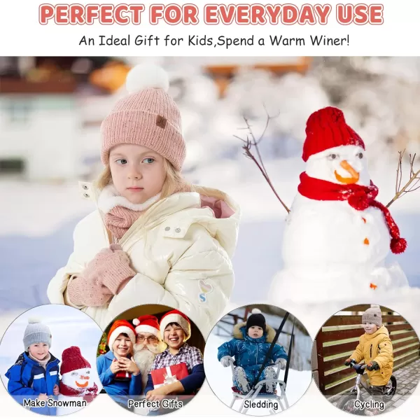 Toddler Kids Winter Hats Gloves Scarfs Beanie Mittens Neck Warmer for 0 6 12 Months 1 2 3 48 Year Old Baby Girls Boys GiftsB Pink