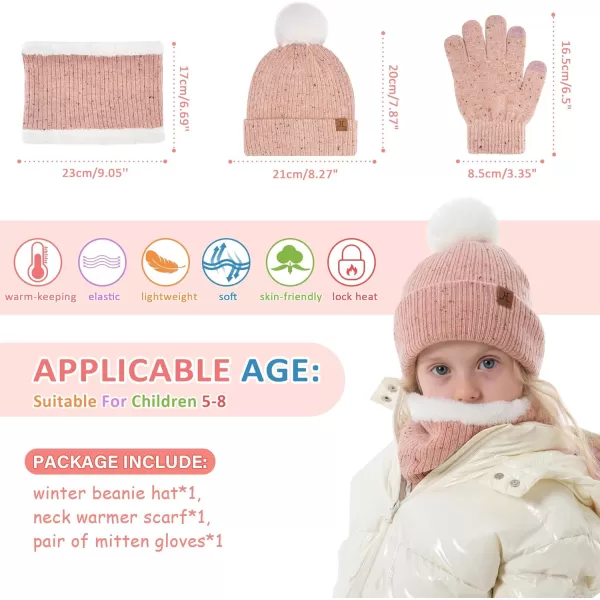 Toddler Kids Winter Hats Gloves Scarfs Beanie Mittens Neck Warmer for 0 6 12 Months 1 2 3 48 Year Old Baby Girls Boys GiftsB Pink