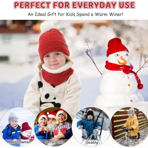 Toddler Kids Winter Hats Gloves Scarfs Beanie Mittens Neck Warmer for 0 6 12 Months 1 2 3 48 Year Old Baby Girls Boys GiftsB Red