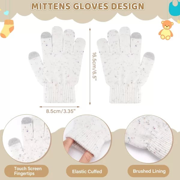 Toddler Kids Winter Hats Gloves Scarfs Beanie Mittens Neck Warmer for 0 6 12 Months 1 2 3 48 Year Old Baby Girls Boys GiftsB White
