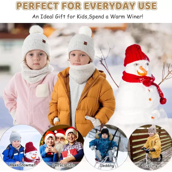 Toddler Kids Winter Hats Gloves Scarfs Beanie Mittens Neck Warmer for 0 6 12 Months 1 2 3 48 Year Old Baby Girls Boys GiftsB White