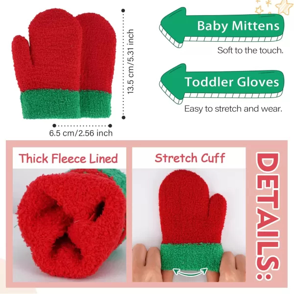 Toddler Kids Winter Hats Mittens Gloves Scarf Warm Ear Flaps Baby Beanie for 06 12 Months 1 2 3 4 Year Old Girls Boys GiftsRed  Green