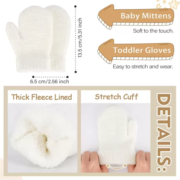 Toddler Kids Winter Hats Mittens Gloves Scarf Warm Ear Flaps Baby Beanie for 06 12 Months 1 2 3 4 Year Old Girls Boys GiftsWhite