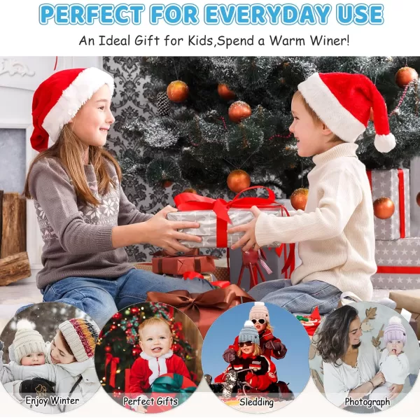 Toddler Kids Winter Warm Knit Beanie Hat Neck Warmer Scarf Gloves Set with Pompom Fleece Gifts for 05 Years Old Girls BoysBlue