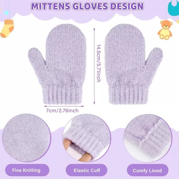 Toddler Kids Winter Warm Knit Beanie Hat Neck Warmer Scarf Gloves Set with Pompom Fleece Gifts for 05 Years Old Girls BoysPurple