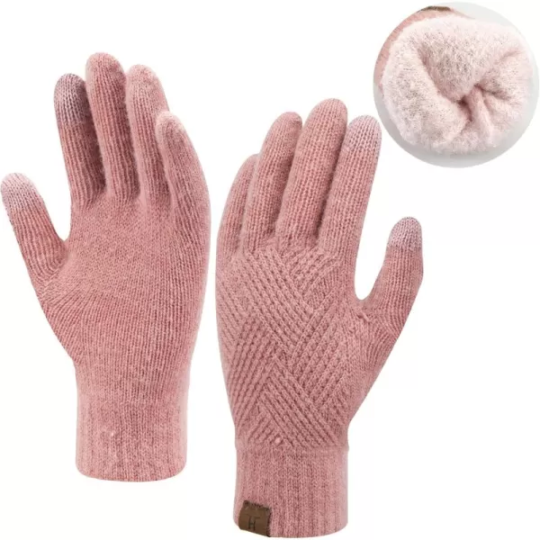 FZ FANTASTIC ZONE Women Winter Warm Knit Touchscreen Gloves Cold Weather with Thermal Fleece LinedPink