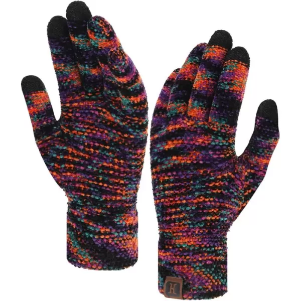 FZ FANTASTIC ZONE Womens Winter Touchscreen Gloves for Cold Weather Chenille Warm Knit GlovesBlackBluePurple