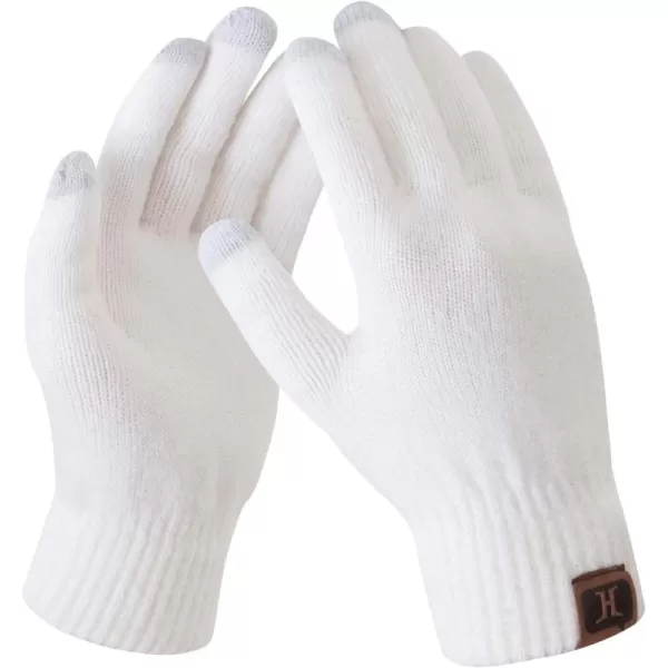 FZ FANTASTIC ZONE Womens Winter Touchscreen Wool Magic Gloves Warm Knit Fleece Lined for WomenWhite