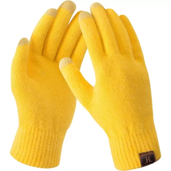 FZ FANTASTIC ZONE Womens Winter Touchscreen Wool Magic Gloves Warm Knit Fleece Lined for WomenYellow