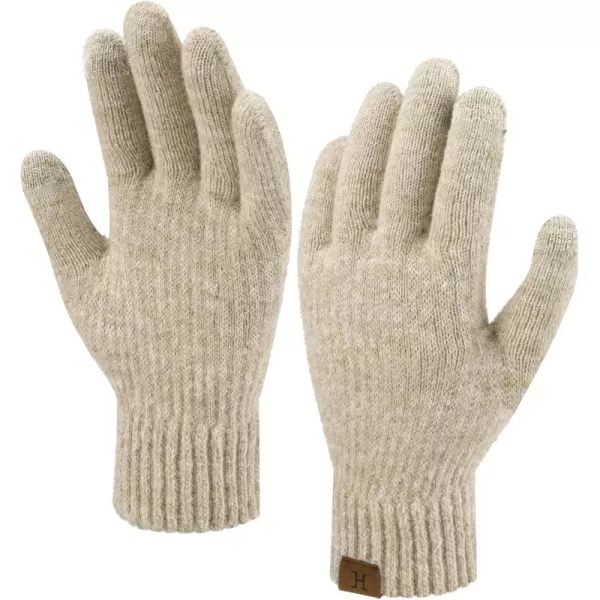 FZ FANTASTIC ZONE Womens Winter Warm Touchscreen Gloves Thermal Knit Cold Weather Gloves for WomenBeige