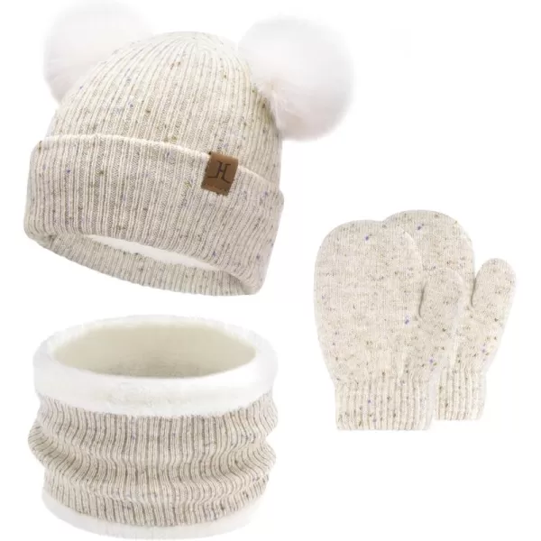 Toddler Kids Winter Hats Gloves Scarfs Beanie Mittens Neck Warmer for 0 6 12 Months 1 2 3 48 Year Old Baby Girls Boys GiftsA Beige