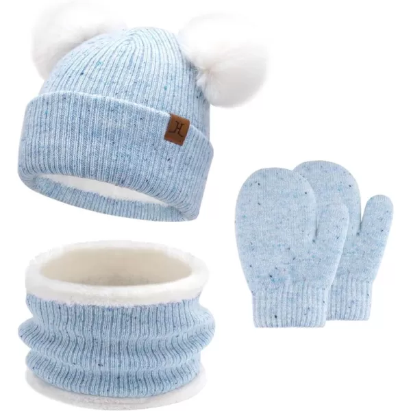 Toddler Kids Winter Hats Gloves Scarfs Beanie Mittens Neck Warmer for 0 6 12 Months 1 2 3 48 Year Old Baby Girls Boys GiftsA Blue