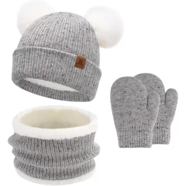 Toddler Kids Winter Hats Gloves Scarfs Beanie Mittens Neck Warmer for 0 6 12 Months 1 2 3 48 Year Old Baby Girls Boys GiftsA Grey