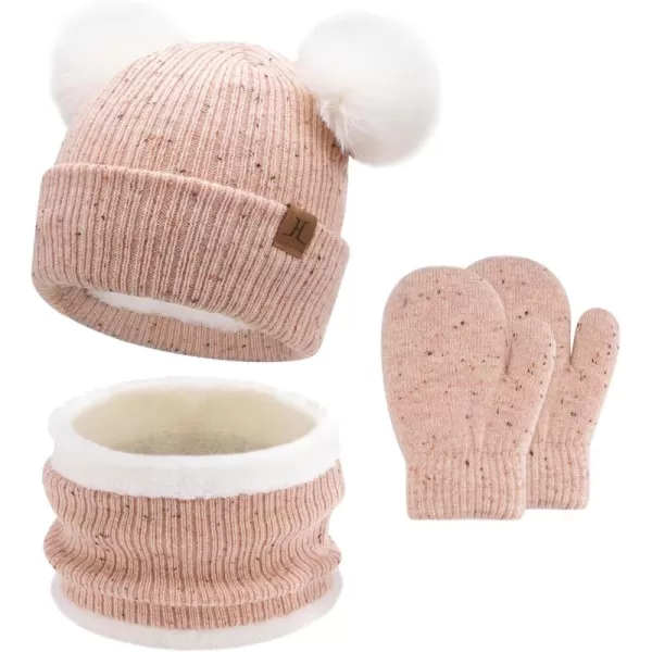 Toddler Kids Winter Hats Gloves Scarfs Beanie Mittens Neck Warmer for 0 6 12 Months 1 2 3 48 Year Old Baby Girls Boys GiftsA Pink