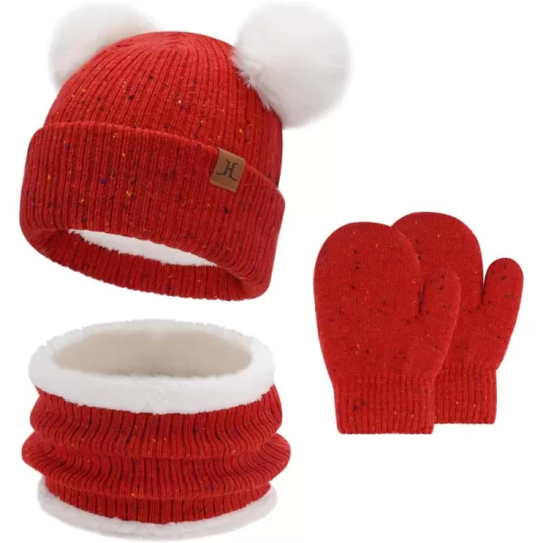 Toddler Kids Winter Hats Gloves Scarfs Beanie Mittens Neck Warmer for 0 6 12 Months 1 2 3 48 Year Old Baby Girls Boys GiftsA Red