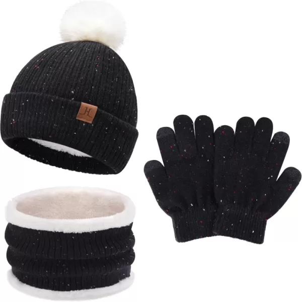 Toddler Kids Winter Hats Gloves Scarfs Beanie Mittens Neck Warmer for 0 6 12 Months 1 2 3 48 Year Old Baby Girls Boys GiftsB Black