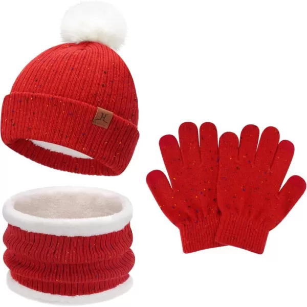 Toddler Kids Winter Hats Gloves Scarfs Beanie Mittens Neck Warmer for 0 6 12 Months 1 2 3 48 Year Old Baby Girls Boys GiftsB Red