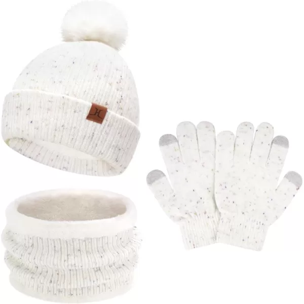 Toddler Kids Winter Hats Gloves Scarfs Beanie Mittens Neck Warmer for 0 6 12 Months 1 2 3 48 Year Old Baby Girls Boys GiftsB White