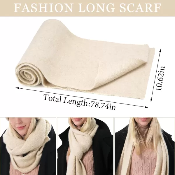 FZ FANTASTIC ZONE Womens Winter Warm Knit Beanie Hats and Touchscreen Gloves Long Scarf Sets with Sequins Thick Fleece LinedBeige