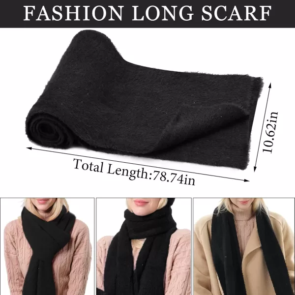 FZ FANTASTIC ZONE Womens Winter Warm Knit Beanie Hats and Touchscreen Gloves Long Scarf Sets with Sequins Thick Fleece LinedBlack