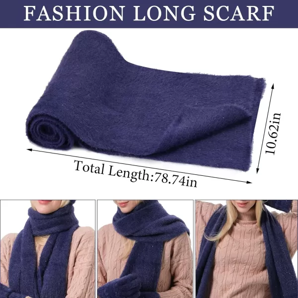 FZ FANTASTIC ZONE Womens Winter Warm Knit Beanie Hats and Touchscreen Gloves Long Scarf Sets with Sequins Thick Fleece LinedNavy Blue