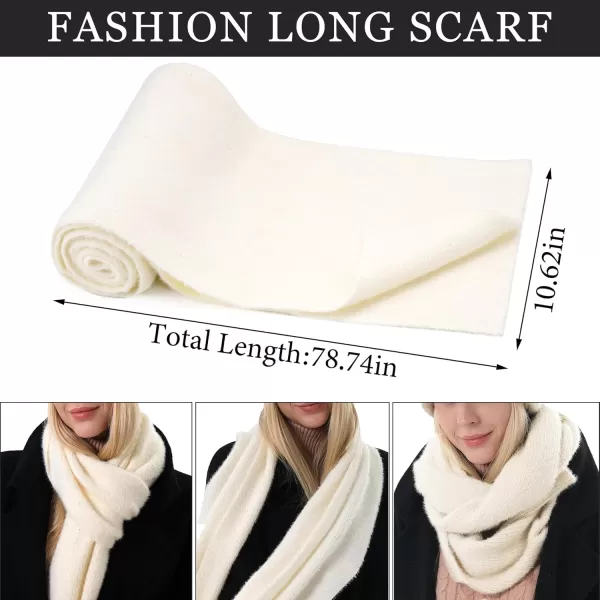FZ FANTASTIC ZONE Womens Winter Warm Knit Beanie Hats and Touchscreen Gloves Long Scarf Sets with Sequins Thick Fleece LinedWhite