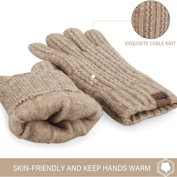 FZ FANTASTIC ZONE Womens Winter Warm Thermal Touchscreen Knit Gloves Fleece Lined Cold WeatherApricot
