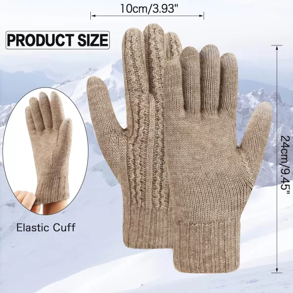 FZ FANTASTIC ZONE Womens Winter Warm Thermal Touchscreen Knit Gloves Fleece Lined Cold WeatherApricot