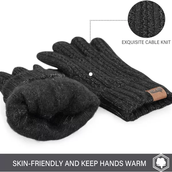FZ FANTASTIC ZONE Womens Winter Warm Thermal Touchscreen Knit Gloves Fleece Lined Cold WeatherBlack