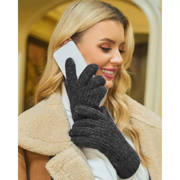 FZ FANTASTIC ZONE Womens Winter Warm Thermal Touchscreen Knit Gloves Fleece Lined Cold WeatherBlack