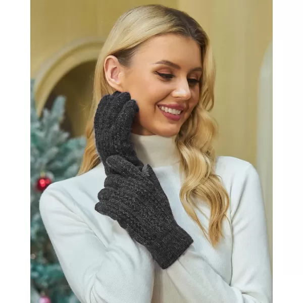 FZ FANTASTIC ZONE Womens Winter Warm Thermal Touchscreen Knit Gloves Fleece Lined Cold WeatherBlack